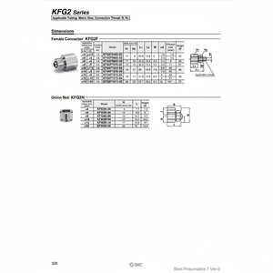Raccords d'insertion pneumatique SMC KFG2F1075-03 pièces pneumatiques - Product Image 1