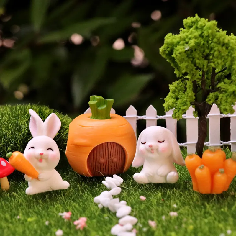 Weihnachten White Rabbit Oster figur Micro Landscape Home Decor Miniatur Fairy Garden Dekoration Zubehör Moderne Figur
