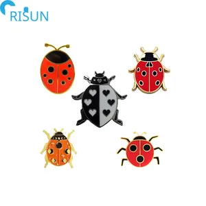 Wholesale Animal Cheap Insect Lapel Pin Colorful Cute Enamel Pins Ladybug Custom logo Moth Enamel Seven Star Ladybug Badge