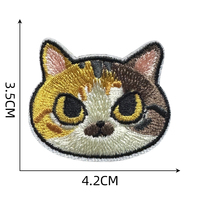 Patchs brodés drôles en forme de tête de chat, à coudre ou thermocollants, motif chaton de dessin animé, pour veste, sac, décoration DIY
