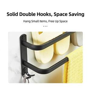 Gun Gray <strong>Towel</strong> <strong>Rack</strong>, No-drill Bathroom Wall-mounted Bathroom <strong>Towel</strong> Hanging Rod <strong>Storage</strong> <strong>Rack</strong> Toilet <strong>Storage</strong> Hanger - Product Image 2