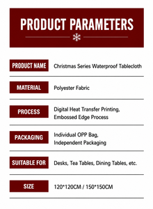 Reusable Christmas <b>Tablecloth</b> Washable Waterproof Polyester Table Cover for Holiday Dining Room Decoration - Product Image 3