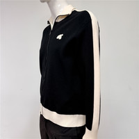 Cardigan en tricot zippé à col roulé pour homme, 100 % coton, manches longues, coupe courte, avec logo personnalisé, idéal pour l'hiver