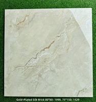 Carreaux de céramique de luxe à texture pierre dorée fluide, épaisseur 10 mm, 800x800 mm, poli brillant, antidérapant, pour supermarché et chambre à coucher
