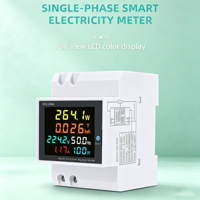 Meter Energi Multifungsi Satu Fasa DIN Rail dengan LCD Warna, Voltmeter AC, Amperemeter, Faktor Daya, dan Pengukur kWh untuk Sistem Tenaga Surya