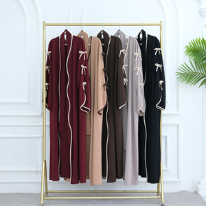 2025 EID Modest Elegant <strong>Abaya</strong> Cardigan for Women Dubai Islamic Clothing with Nida Wave Bowknot Open <strong>Design</strong> for Summer <strong>Abaya</strong> - Product Image 2