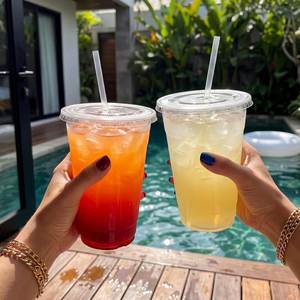 Gobelets jetables en plastique transparent de 16 oz avec couvercles et pailles pour boissons froides, sans BPA - Product Image 2