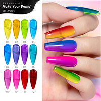 Hanyinail Ongles en gel en verre cristal sans HEMA de haute qualité OEM/ODM Jeu de couleurs avec source de lampe à LED Emballage de bouteille