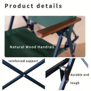 Chaise de camping pliable en aluminium léger de haute qualité avec accoudoirs en bois amovibles et pliables - Product Image 3