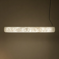 Lustre linéaire minimaliste moderne en albâtre, luminaire suspendu décoratif en laiton pour salon, chambre à coucher, salle à manger