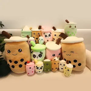 24cm Cheap Bubble Tea Boba Plush Cute Fruit Drink Anime Plush Toys Stuffed Soft Bubble Milk Tea Plushie pillow