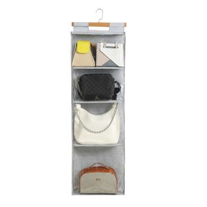 Clear Closet Hanging Handbag Organizer with Zippers Bag Purse <b>Storage</b> Holder Over the Door <b>Space</b> <b>Saving</b> Shelf Pocket - Product Image 1