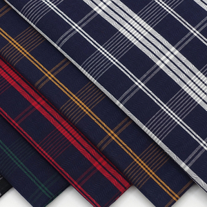 Cổ Phiếu Sẵn Sàng Bán Buôn Người Đàn Ông Áo Sơ Mi Trường Đồng Phục Dệt Chất Liệu Cotton Gingham Sọc Kiểm Tra Sợi Sọc Nhuộm Vải - Product Image 2