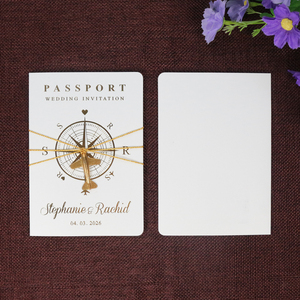 Invitation de passeport en feuille <span class=keywords><strong>d</strong></span>'or blanc de style Ins personnalisé de haute qualité avec <span class=keywords><strong>carte</strong></span> <span class=keywords><strong>d</strong></span>'<span class=keywords><strong>embarquement</strong></span> et avion en métal pour un événement de fête de <span class=keywords><strong>mariage</strong></span> - Product Image 5