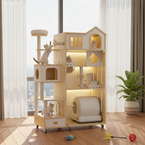 Vente Flash : <span class=keywords><strong>Château</strong></span> pour Chat d'Intérieur en Bois Moderne et Luxueux, Facile à Installer, Respirant, Couleur Personnalisable, Maison de Jeu pour Animaux, Salon Élégant - Product Image 1
