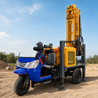 Machine de forage de puits d'eau portable Feiyang 300m à moteur diesel, montée sur tricycle, diamètre 140-254mm