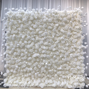 L-FW Vente en gros de feuilles vertes artificielles en soie 3D, fausses fleurs d'hortensia, de pivoine et de rose pour décoration murale de mariage - Product Image 4