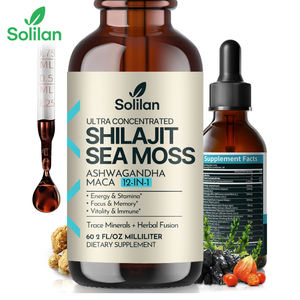 Gotas Líquidas 12 en 1 de Shilajit, Musgo Marino, Ashwagandha y Maca, Apoyo Inmunológico, Energía, Resistencia, Concentración, Vitalidad, Minerales Traza, Fusión Herbal - Product Image 1