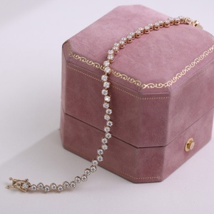 Joyería Fina, Oro Amarillo Real de 14k, Diamante Cultivado en Laboratorio DEF VVS, Elegantes Pulseras de Tenis para Mujer, Joyería de Oro, Regalo de Navidad - Product Image 2