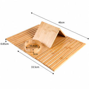 Bamboo Sofa Armrest Tray With Cup Holder And <b>Tablet</b> <b>Stand</b> <b>For</b> Living Room Storage Japanese Style Foldable Portable - Product Image 3