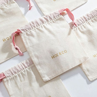 Sac à cordon tendance, recyclable et durable, en coton de couleur naturelle, pour emballer des cadeaux ou des bijoux
