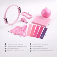 Kit de Pilates Écologique de Haute Qualité avec Ballon, Anneau et Bandes de Résistance (Matériau EVA) pour l'Exercice à Domicile et l'Entraînement de Bien-être des Femmes