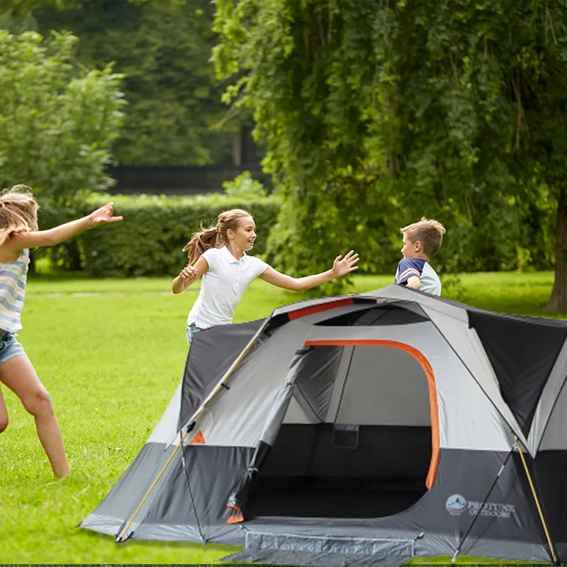 Tenda Kemah keluarga baru untuk 8-10 orang keluarga kualitas tinggi dek ganda berkemah luar ruangan keluarga besar