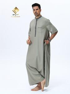 2025 Latest Premium <b>Men'S</b> Arabic <b>Thobe</b>, Soft Non-Pilling Material, Fashionable Short Sleeve Stand Collar Button Design.nice soft - Product Image 5