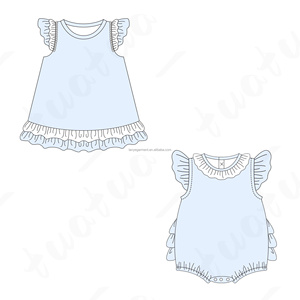 Pagliaccetto personalizzato all'ingrosso del bambino del Boutique vestito in bianco del cotone 100% svolazzano senza maniche di nuovo a scuola per bambini vestiti la bambina del bambino - Product Image 3