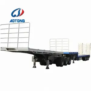 Lowbed Semitrailer Flatbed Trailer 2 Axle Tractor Trailer Part Accessories Side Loader Container Trailer