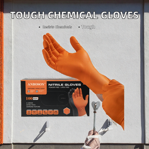 ABC-DG01 Steril Ağır Hizmet Tipi Kimyasal Dayanımlı Elmas Dokulu 8/10 Mil Mekanik Güvenlikli Tek Kullanımlık Siyah Nitril Eldivenler - Product Image 2