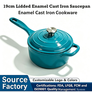 Olla para Sopa de Hierro Fundido Esmaltado Clásica de 19 cm con Tapa, Asa Única, Apta para Horno e Inducción, Antiadherente, Fácil de Limpiar - Product Image 1