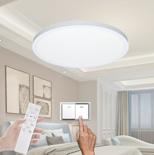 Ultra Thin 18W 24W 36W Led Panel Light Remote Control Timing CCT Adjustable Dimmable Flush Surface Mounted Led Ceiling Light