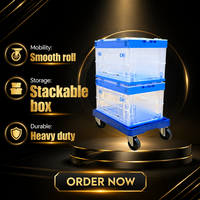 Chariot de transport portable en plastique robuste à quatre roues pour entrepôt PLA150A-ZDL