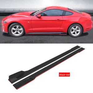 DTOUCH Car Side Skirts Universal 6PCS Three-section Two-color Glossy Black + Red Side Skirt 2.2m 220CM Car Side Shovel Body Kit