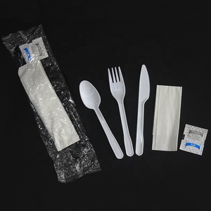 Juego de cubiertos de plástico desechables con servilleta, sal y pimienta, azúcar, cuchillo, tenedor, cuchara, juego de cubiertos con estuche, utensilios de comida para comer - Product Image 5