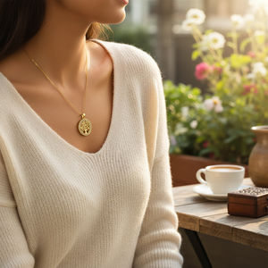 14K <b>Solid</b> <b>Gold</b> Life Tree <b>Pendant</b> Necklace Nature Charm Necklace Fine Jewellery for Women Made in Turkey - Product Image 3