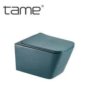 TAME TMYT3036-MSL Badmatte blau wandmontage hängendes WC modern randloser Fluss wandhängende Toilette