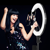 Lampe Annulaire LED Haute Puissance de 22 Pouces avec Miroir et Support de 2m, Kit d'Éclairage Photo pour Appareil Photo, Téléphone, Maquillage, YouTube