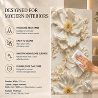 Panel Decorativo MORLENX de Lujo, Color Marfil, con Diseño Floral 3D, Resistente al Agua, Fácil de Instalar, para Dormitorios y Villas