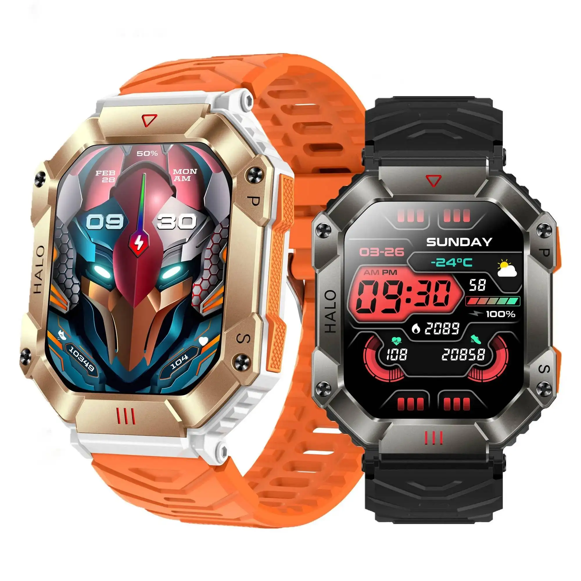 KR80 jam tangan pintar olahraga pria, arloji cerdas 2.0 inci 650mAh kapasitas baterai hadiah sehat detak jantung darah oksigen kompas latihan GPS