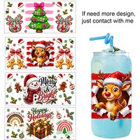 Autocollant de Noël UVTDF pour transfert sur gobelets, tasses et verres – Fourniture de fête pour les fêtes de fin d'année