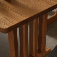 Table à manger en chêne massif de style médiéval, écologique et durable, combinaison table et chaises rétro française simple pour repas en famille