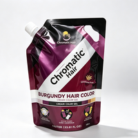 Pochette à bec verseur en aluminium brillant imprimée en couleur de 750 ml et 1 L pour shampoing capillaire chromatique avec poignée