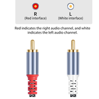 Câble répartiteur audio Y plaqué or 24 carats, prise TRS mâle stéréo 6,35 mm (1/4 pouce) vers 2 RCA phono mâle, pour mixeur et amplificateur