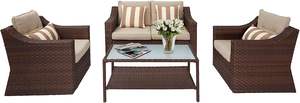 Plate-forme en ligne de l'usine de Guangzhou livraison directe en gros ensemble de canapés sectionnels en rotin et osier en résine brun chocolat <span class=keywords><strong>4</strong></span> pièces - Product Image 4