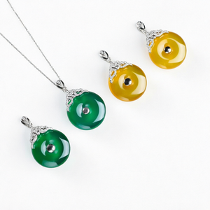 925 Sterling Silver Gold Plated Natural Chalcedony Pendant Necklace Green Yellow Geometric Charm Jewelry for Women Gift - Product Image 1