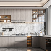 Meubles de cuisine modernes de luxe en bois massif, étanches, avec placards de rangement intégrés, conçus par des fabricants spécialisés en menuiserie et menuiserie de précision.