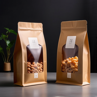 Sacs d'emballage alimentaire refermables en papier kraft personnalisés avec fenêtre transparente