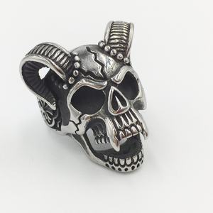 Vintage Hot <b>Statement</b> Stainless Steel Skull Pirate Horned Head <b>Ring</b> Mens Sheeps Head Hip Hop Rock Punk <b>Rings</b> - Product Image 3